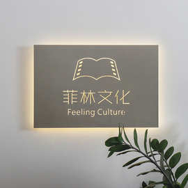 背发光镜面不锈钢镂空牌拉丝牌个性艺术挂墙招牌 民宿理发店招牌