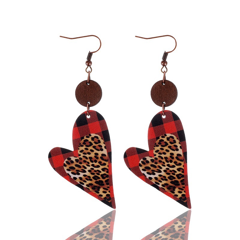 Cross-Border Multiple Love Pattern Earrings Leopard Print Leather Eardrops Women Aliexpress Amazon