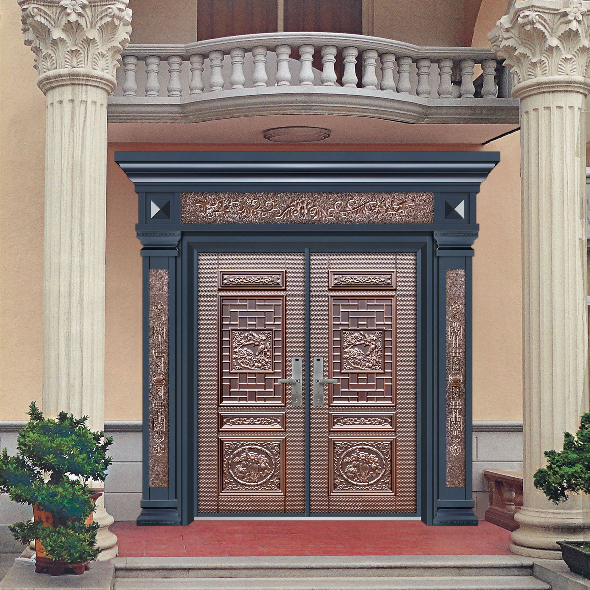 厂家直销别墅自建房高端铸铝防爆门真空铸造入户门豪华精雕入户门