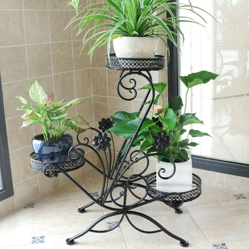 现代简约阳台置物架 室内客厅落地式铁艺多层绿萝花盆架盆景架