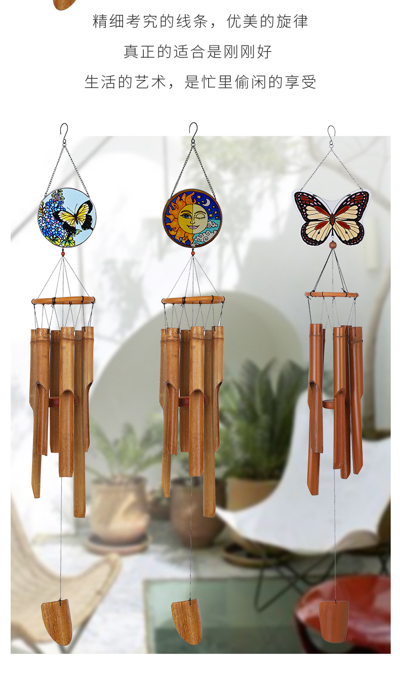 中式竹子风铃 挂饰创意配件手工竹风铃 竹制茶室酒店装饰工艺品