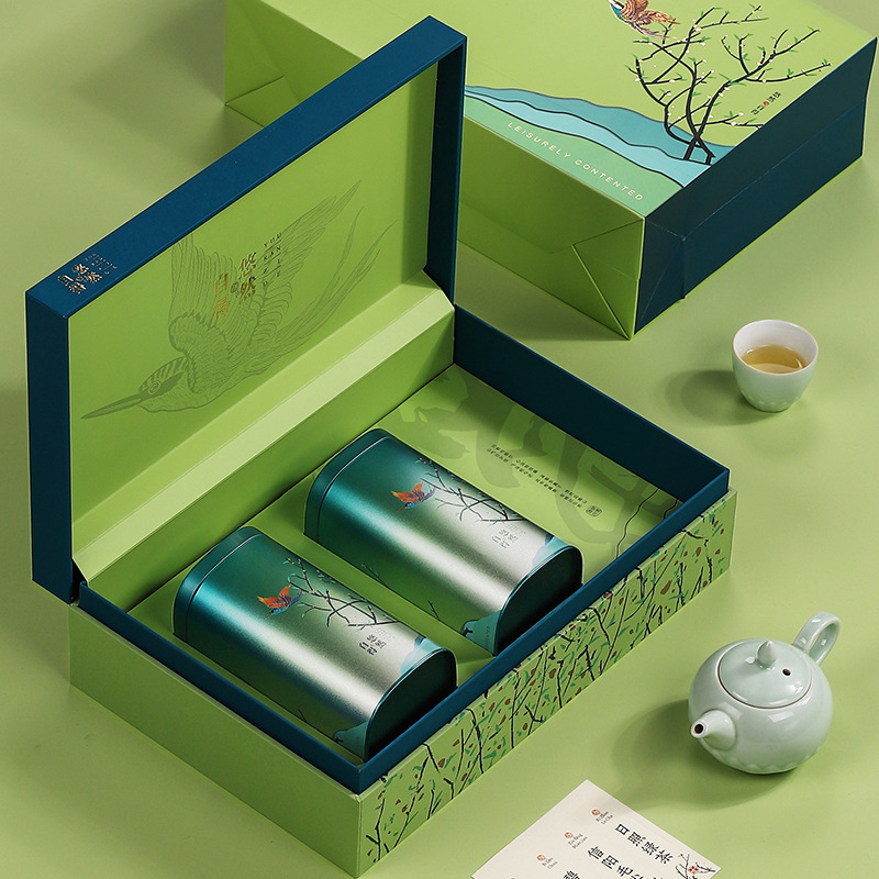 新款春茶绿茶包装盒空礼盒高档龙井碧螺春茶叶礼盒装空盒包装批发