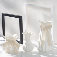 玛森蕾丝白色陶瓷小清新干花花瓶客厅简约创意水养家居装饰插花摆