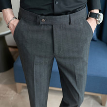 秋季新品男士质感色织西裤高品质条纹休闲西装裤子微弹力男式长裤