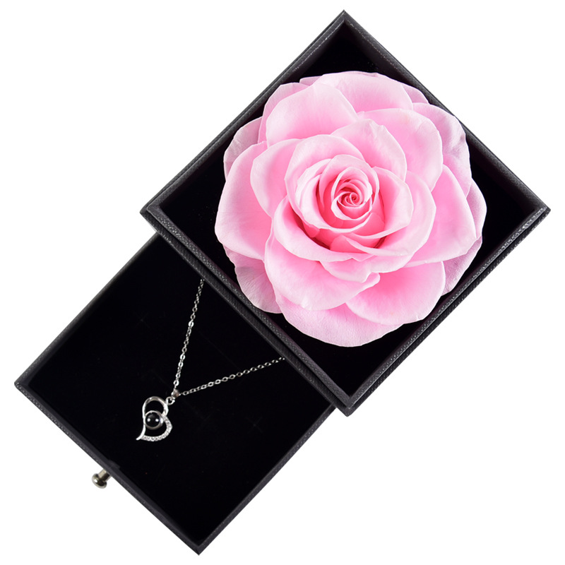 Preserved Fresh Flower Acrylic Jewelry Box Real Rose Drawer Gift Box Necklace Ring Lover Christmas Gift Cross-Border