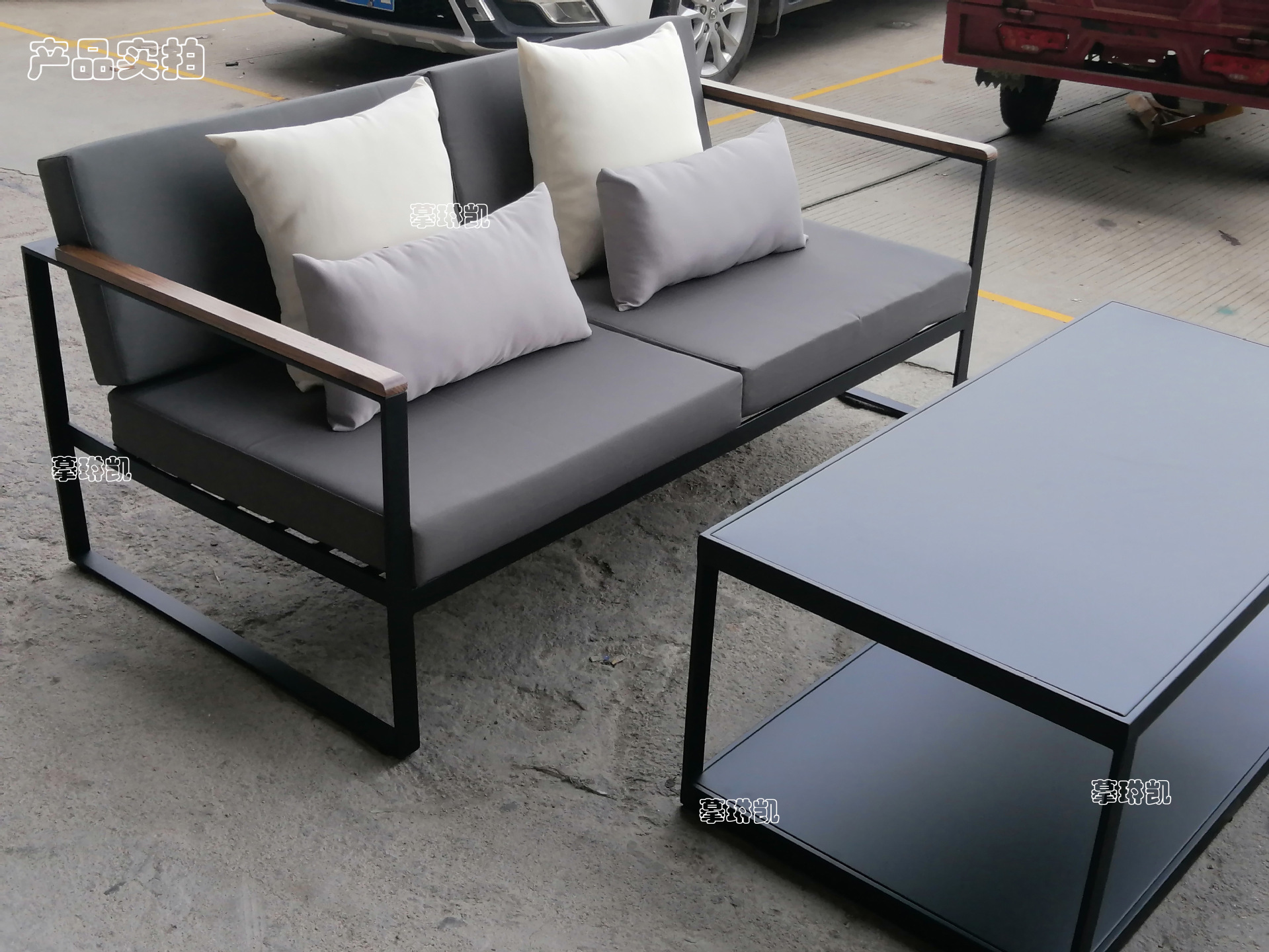 户外不锈钢沙发园林景观卡座露天庭院别墅房地产酒店门口休闲沙发