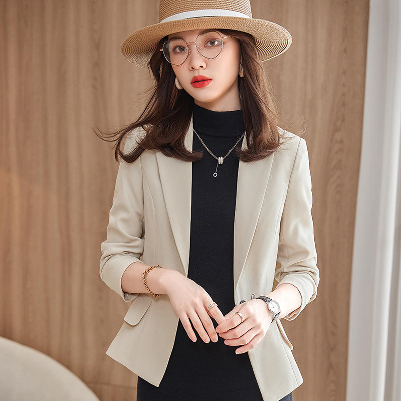 ins西装外套女韩版2021春秋新款宽松气质一粒扣休闲小西服上衣潮市场