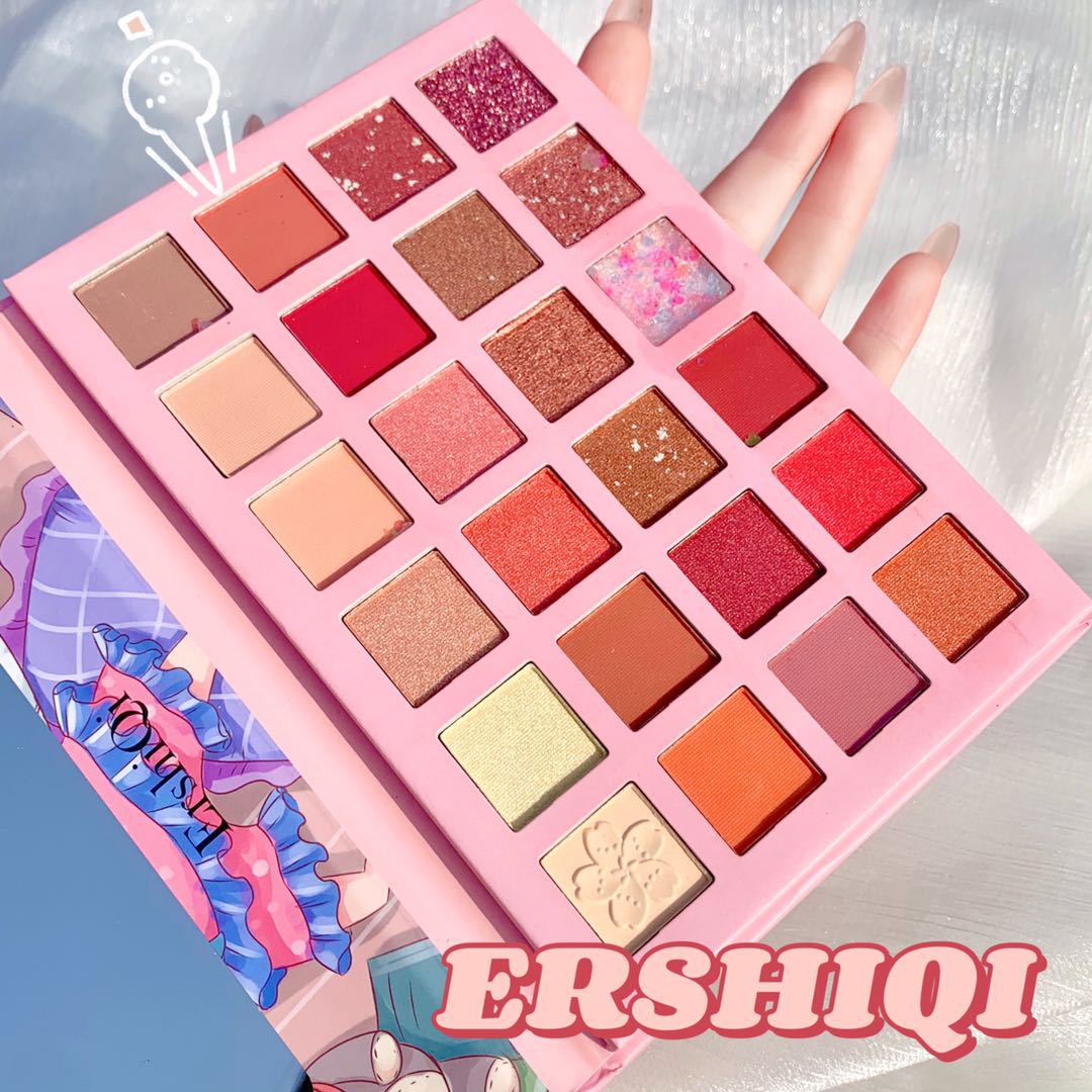 Ershiqi Ponyo Zongjie Girl 24 Colors Eye Shadow Plate Peach Color Spring and Summer Pearl Multi-Color Eye Shadow Matte