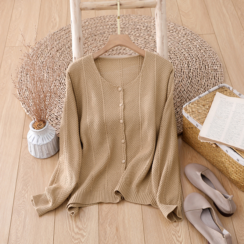 61830宽松外穿温柔风春秋针织衫长袖开襟衫外套上衣百搭毛衣开衫