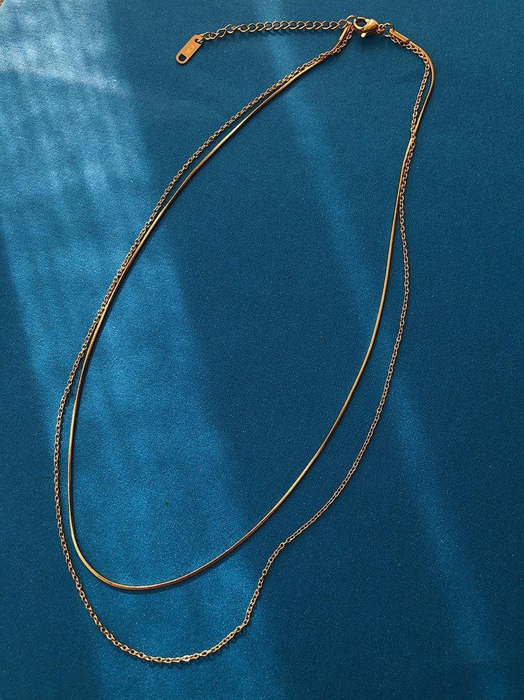 双层钛钢超短项链大气百搭网红锁骨链素链裸链