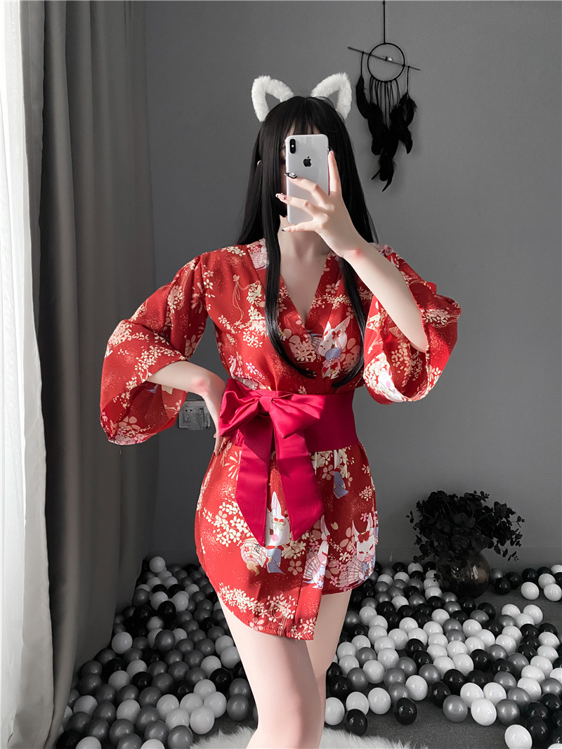新款情趣内衣性感日系和服恋恋兔和服浴袍睡裙套装制服诱惑9580