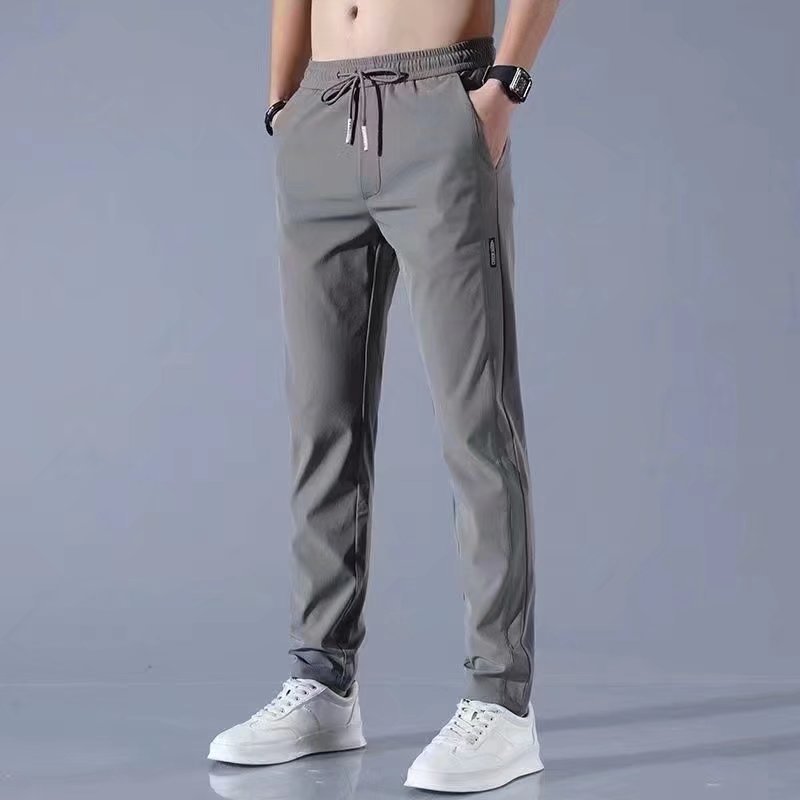 Ice Silk Leisure Trousers Men's Summer Thin 2022 Korean Style Work Trend Loose Straight Breathable Sports Pants