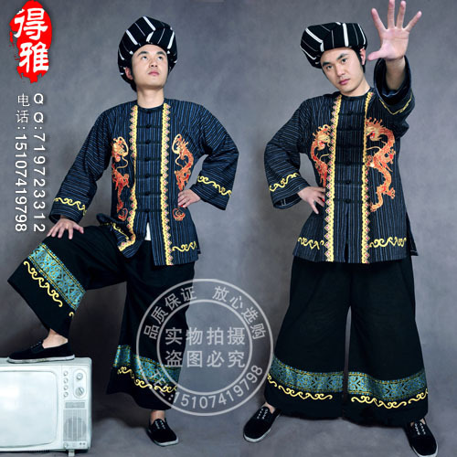 妈汝男士式苗族苗族土家族五十六个民族演出舞蹈服装服饰k18