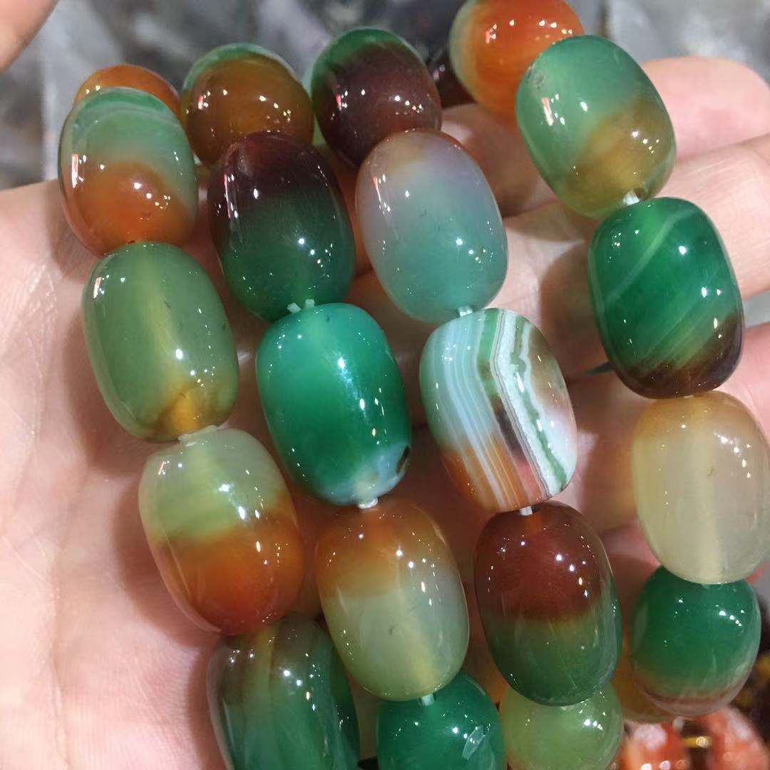 工厂批发多彩 孔雀玛瑙 糖果色瑙桶珠手链地摊展销会手链一件代发