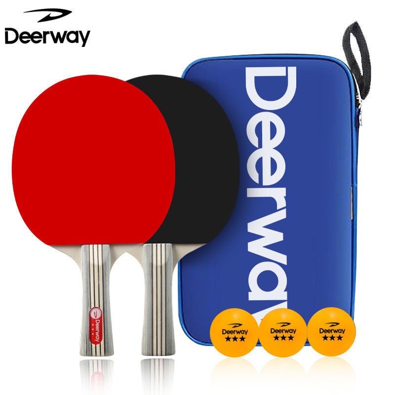 Factory Direct Sales Table Tennis Suit Inverted Rubber on Both Sides Finished Racket Pen-Hold Grip Hand-Shake Grip 2 Rackets Set