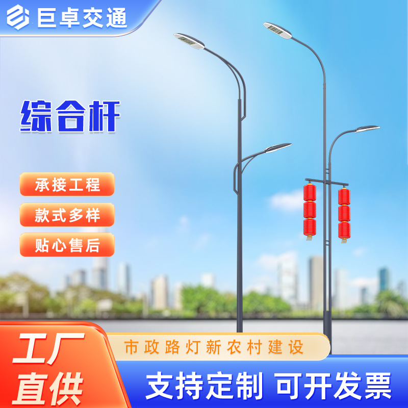 led户外市政道路小区6米8米10米单双臂高低臂市电照明市电路灯杆