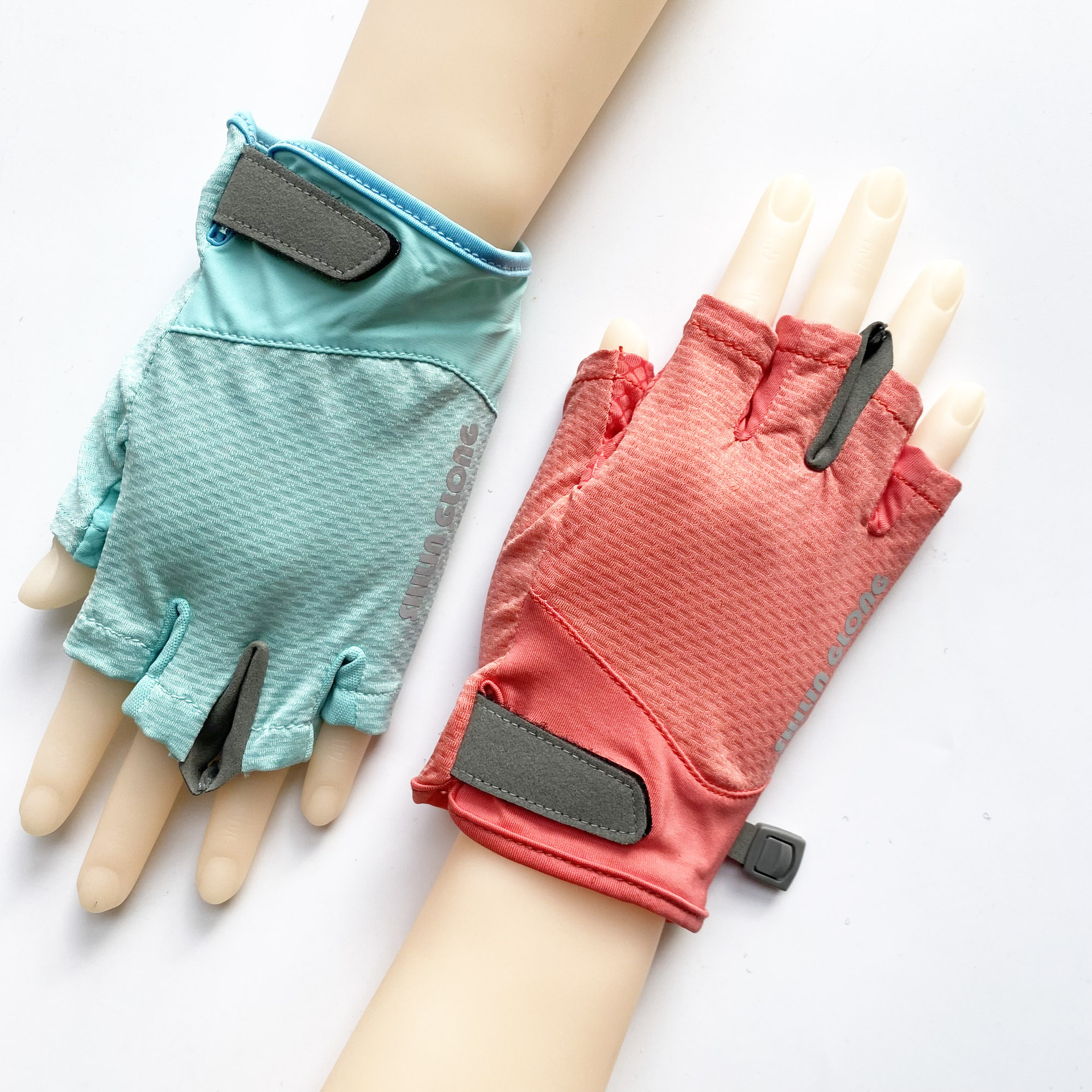 外贸春夏薄款弹力网眼男女户外运动防滑防晒半指露指登山骑行手套-阿