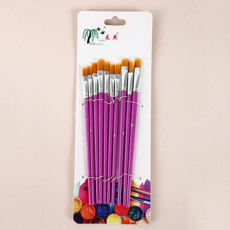 12 Pcs Flat Head Color Nylon Hook Line Oil Painting Brush Washable Watercolor Pen Soft Head Gouache Pen Set Wholesale