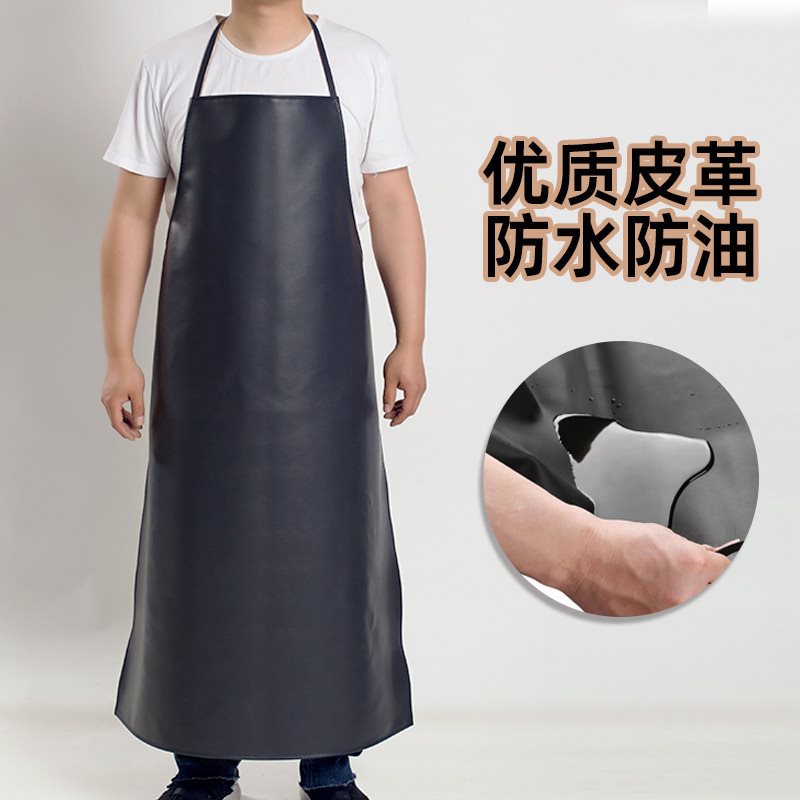 加厚加长皮革防水防油围腰围裙劳保生鲜食堂超市批发一件代发
