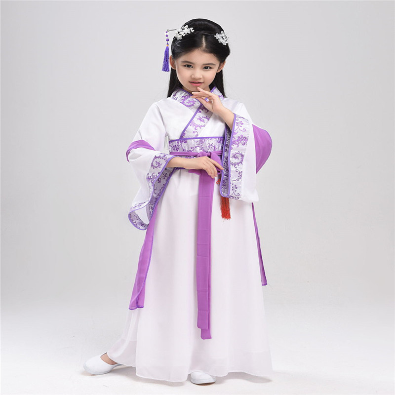 儿童古装仙女服汉服女童古代衣服公主中大童古筝演出汉服童装小孩