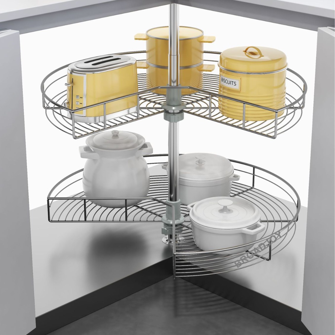 转角厨房橱柜转角拉篮小怪物双层旋转拐角转篮270度