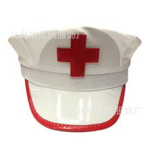 绣花红十字护士帽 外贸欧美万圣节道具帽cosplay情趣护士服装配饰