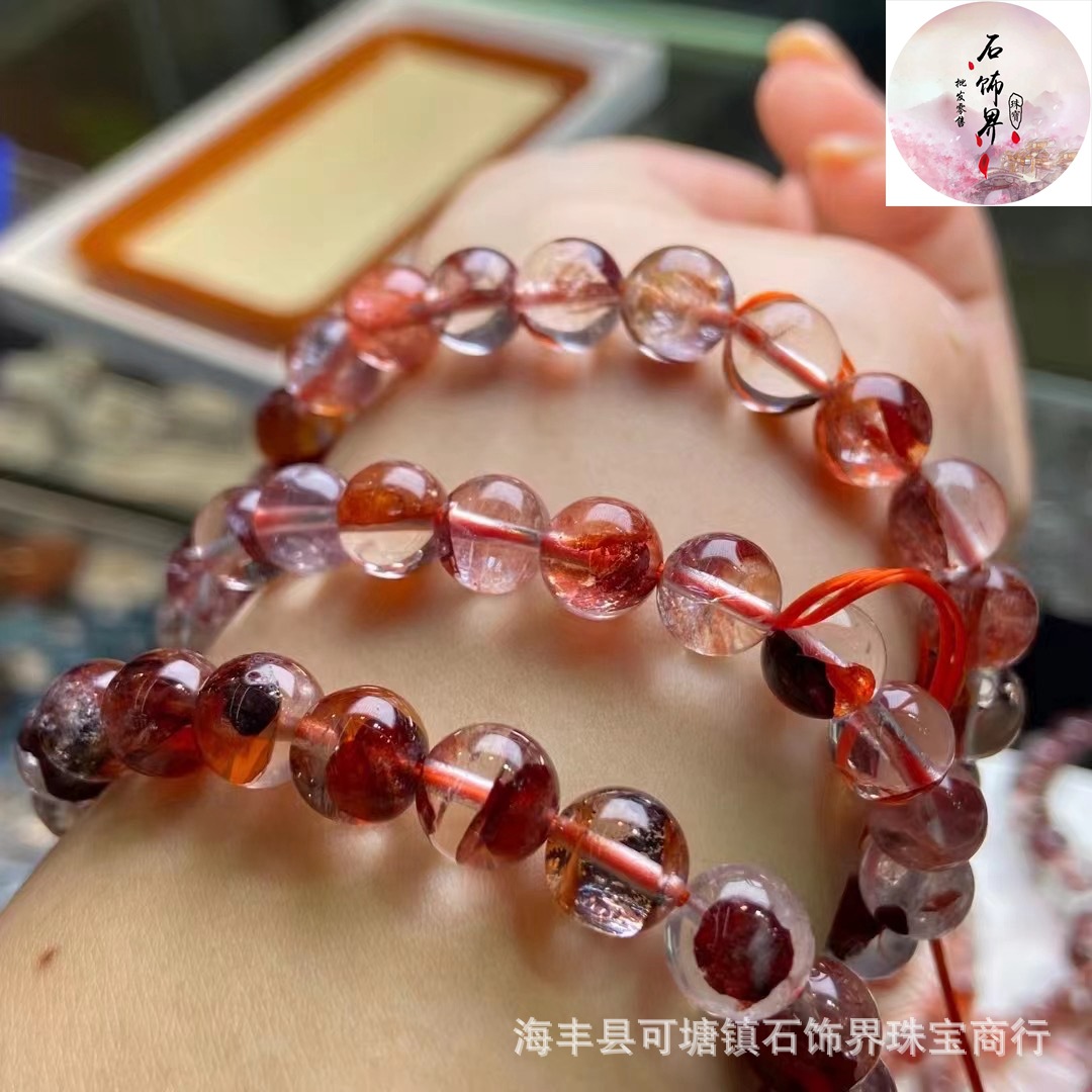 红胶花手链ins日韩风鸠羽胶花手串 ebay亚马逊跨境红胶花水晶手串