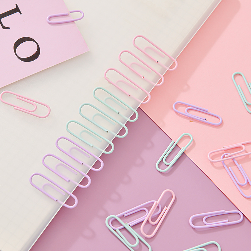 Factory Customized Macaron Color Paper Clip Drawing Pin Binding Office Set Long Tail Clip Rubber Band Student Cultural and Creative Combination