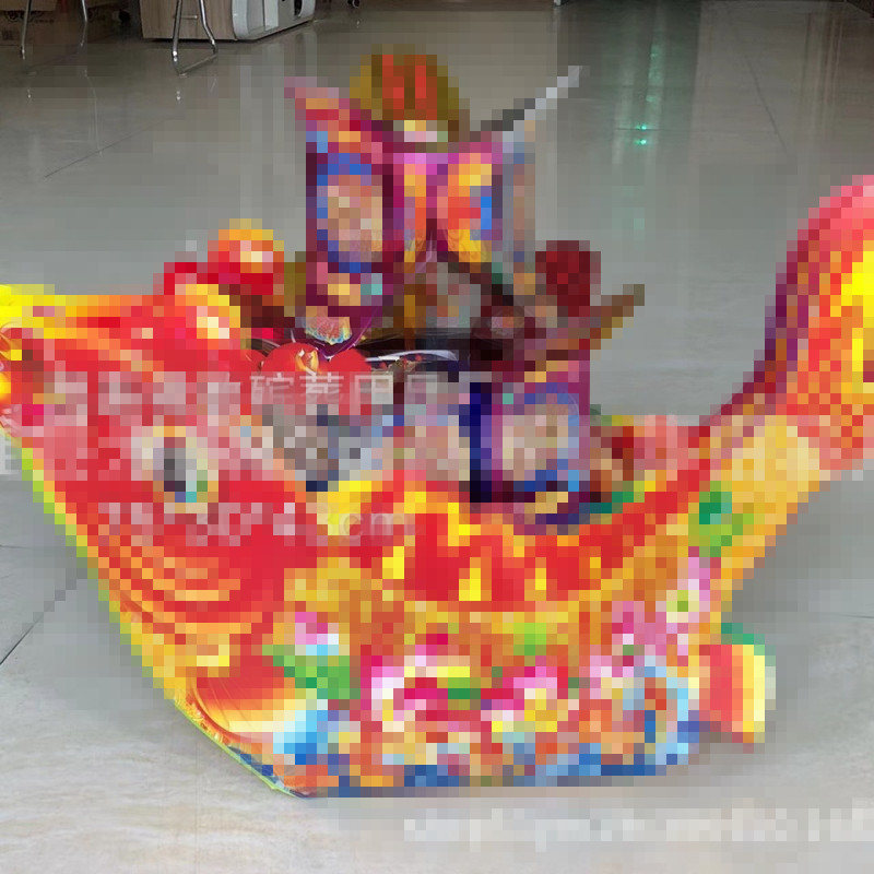 新款纸扎纸活—大号连年有余殡葬用品花圈批发 渔船鱼船 鱼聚宝盆