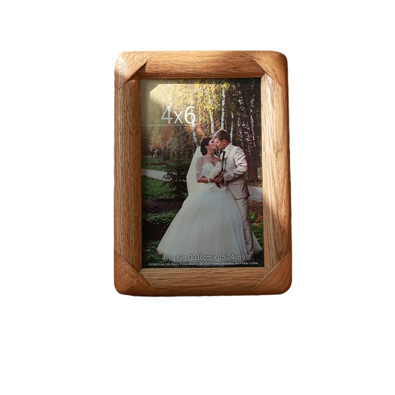 North American Red Oak Photo Frame Rounded Arc Picture Frame 8-Inch 10-Inch A4 Developing Photo Frame Wedding Photo Decoration