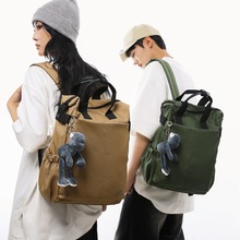 新款慵懒风帆布文艺双肩包韩版时尚大学生书包大容量休闲旅行背包