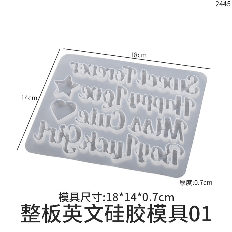 DIY Crystal Glue Resin English Letters Words Blessing Words Keychain Pendant Silicone Mold