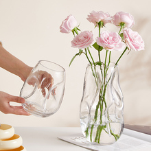 网红轻奢北欧ins简约玻璃花瓶透明创意插花水培鲜花玫瑰客厅马小