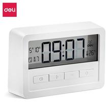得力8856定时提醒电子温度计闹钟计时简约学生用智能卧室床头时钟