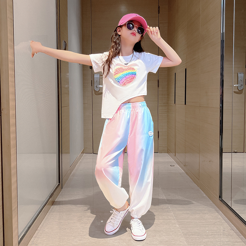 网红炸街夏装女童酷帅穿搭套装韩范洋气时髦运动小女孩霸气衣服夏