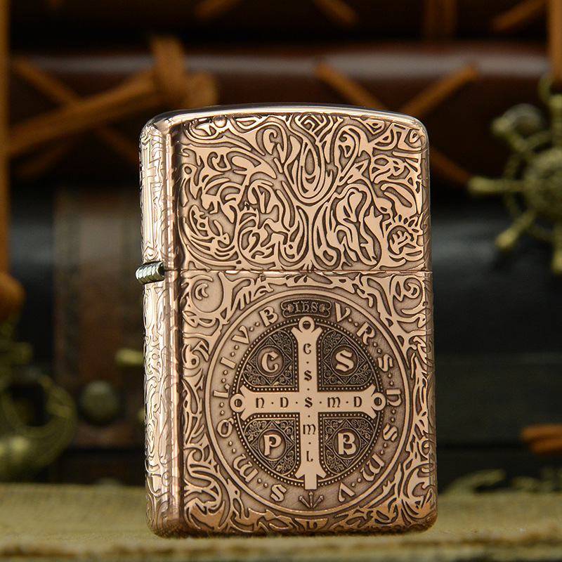 佐罗zorro煤油打火机官方正品紫铜盔甲圣徒康斯坦丁个性男送礼