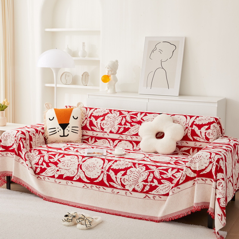 新款雪尼尔提花沙发巾沙发盖布巾全包沙发罩防尘布家用沙发保护罩