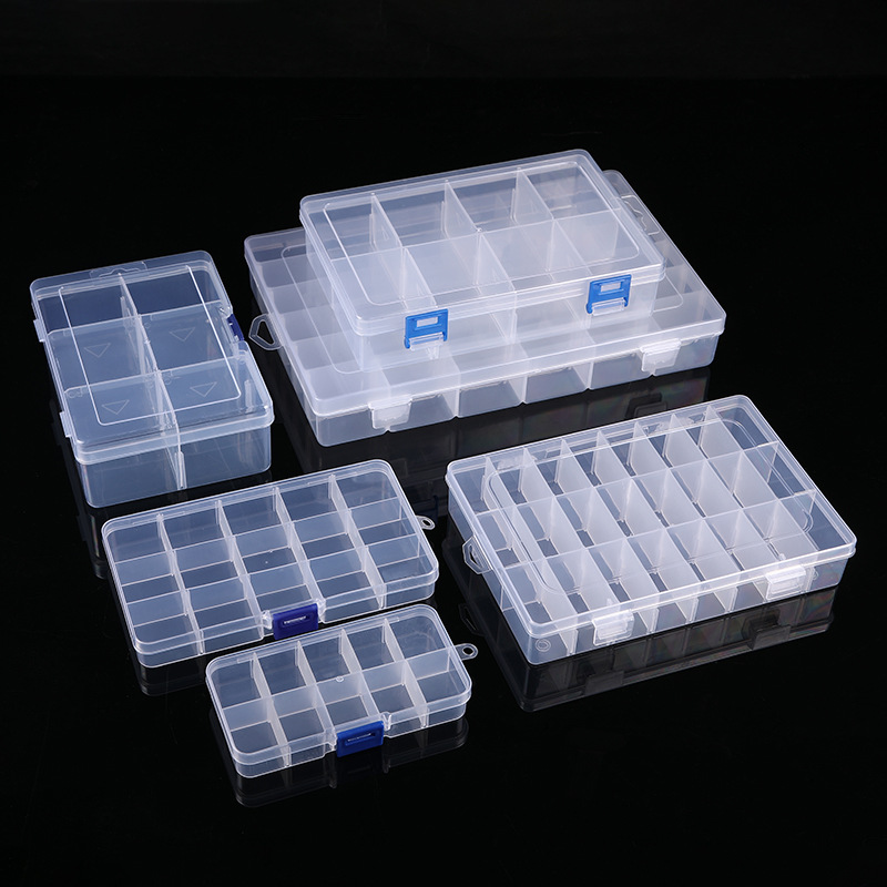 10 Grid 15 Grid 24 Grid 36 Grid Transparent Storage Jewelry Tool Box Plastic Parts Fishing Gear Electronic Components Storage Box