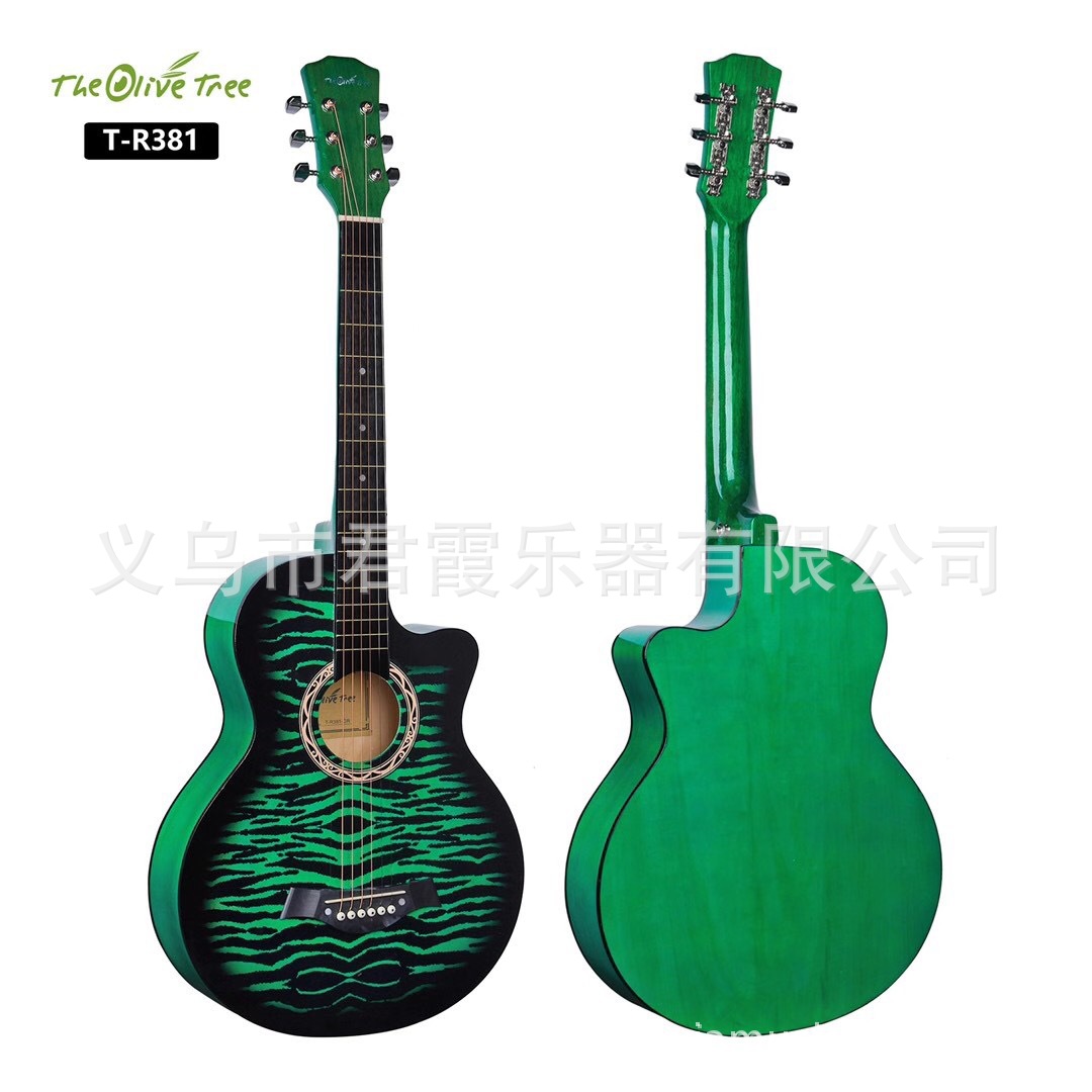 SOURCE Factory Direct Supply 38-Inch Tiger Pattern Wooden Guitar Practice Piano Beginner Practice Guitar Hot-Selling Wooden Guitar