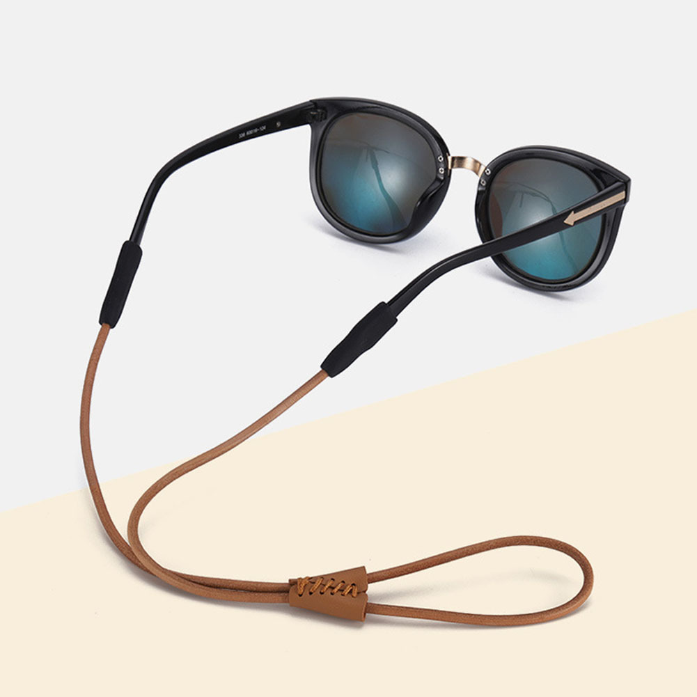 防滑pu皮革眼镜绳防滑防脱眼镜挂绳可调节长度带橡胶圈眼镜链批发