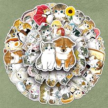 50张手绘小猫咪可爱动物创意卡通涂鸦防水装饰手机壳手账iPad贴纸