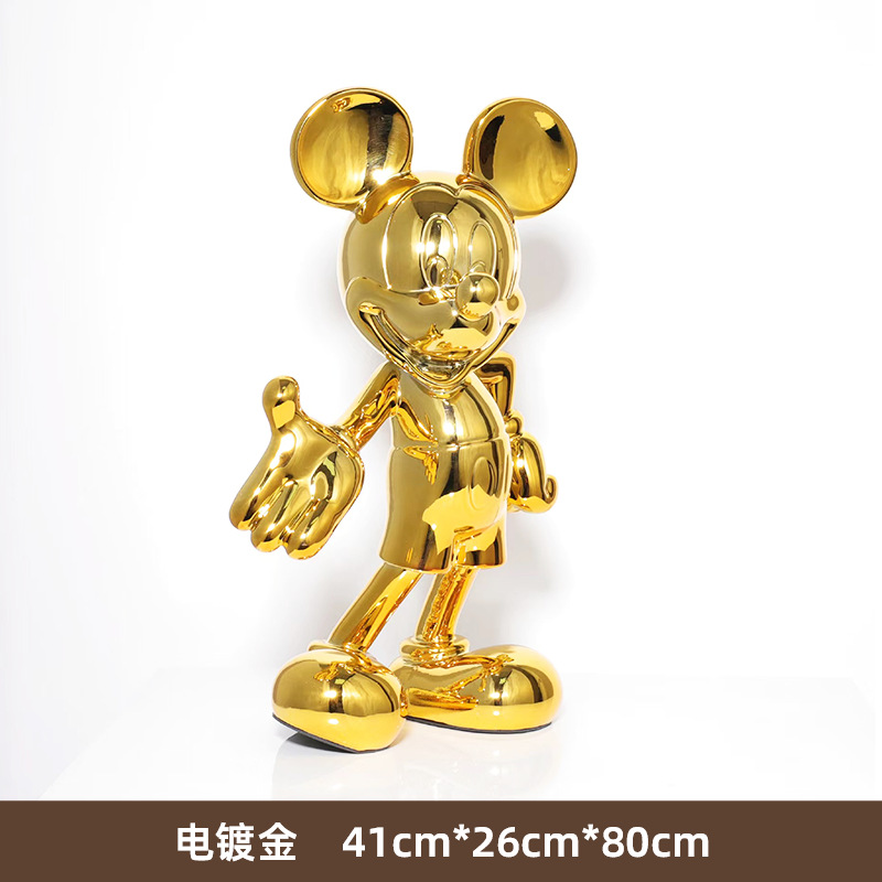 Mickey Floor Ornaments Mickey Mouse Bixin Welcome Home Living Room TV Cabinet next to Large Ornaments Light Luxury High-End