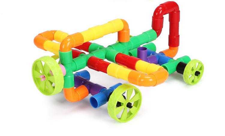 儿童管道积木diy塑料拼搭玩具积木 拼装玩具幼儿园礼品生日地摊