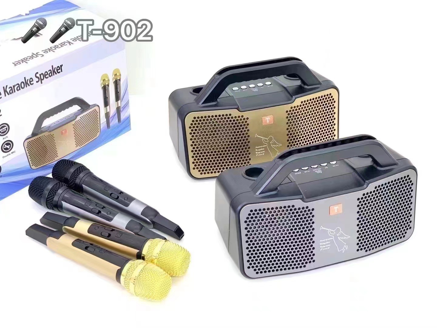 *越好t-902家庭电视ktv套装 无线蓝牙音箱麦克风话筒音响一体机!