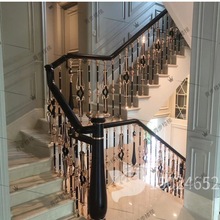 现代简约楼梯扶手护栏轻奢铝艺栏杆室内家用铝合金立柱欧式别墅