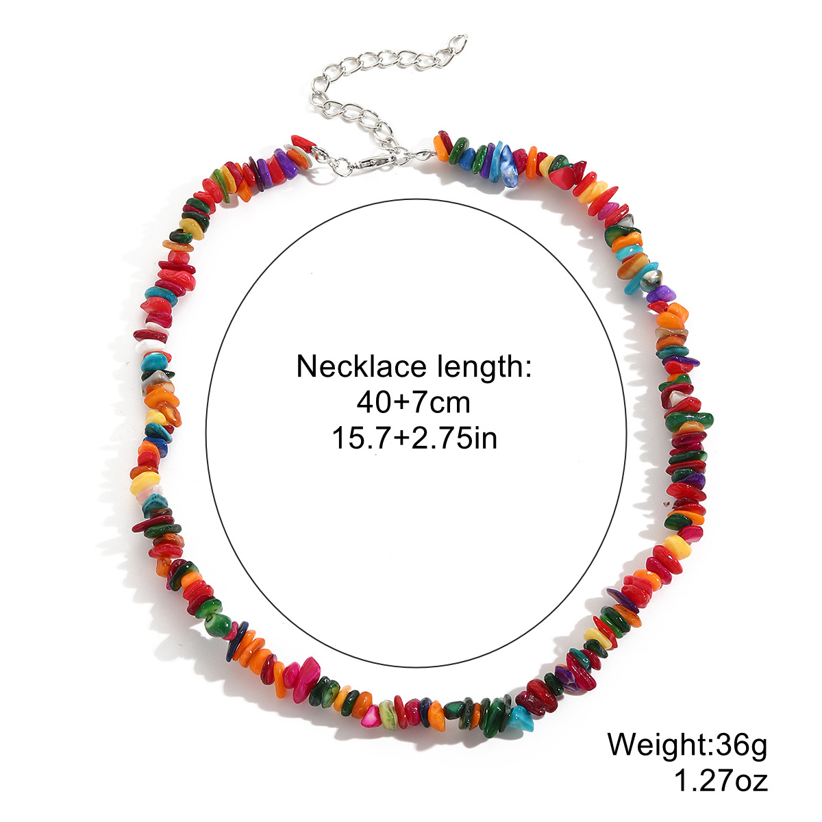 Cross-Border Foreign Trade European and American Necklace Bohemian Color Gravel Ins Necklace Female Natural Stone Necklace Summer Ornament