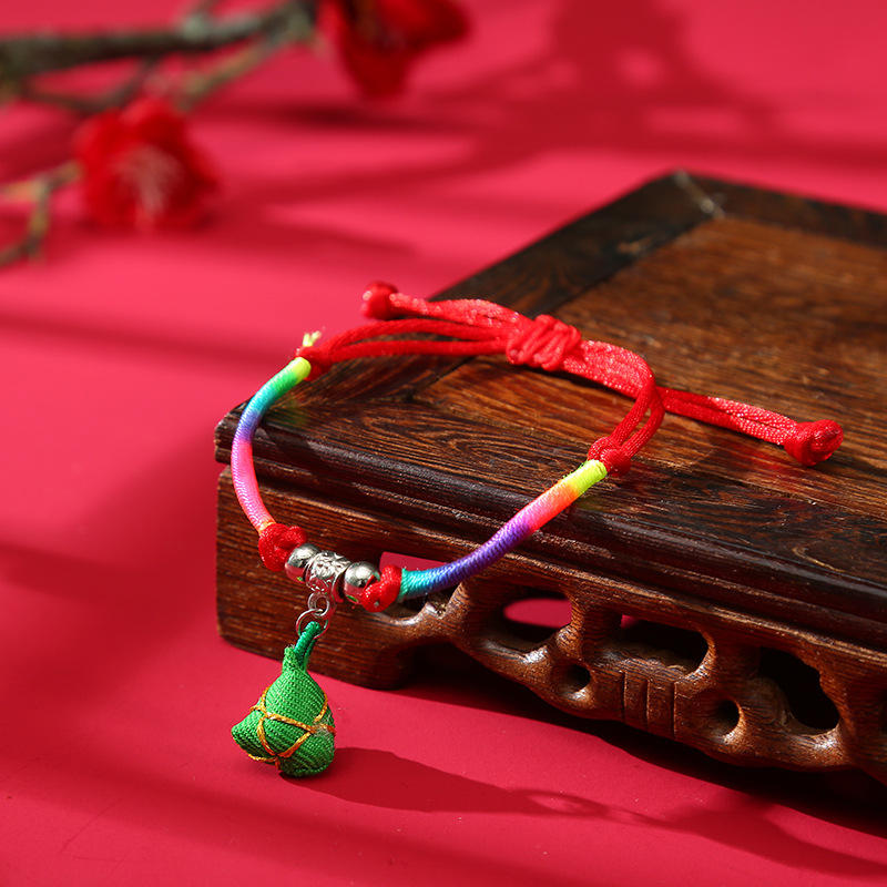 端午节小粽子红绳五彩绳手工饰品民族风国风儿童保平安手链批发
