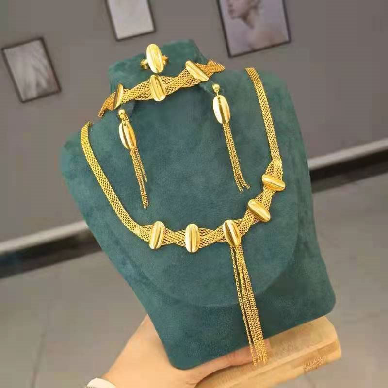 新疆哈萨克新款民族风吊坠流苏项链四件套装耳环戒指一套首饰女