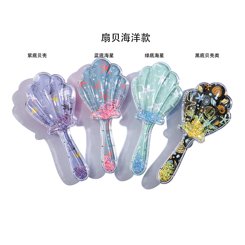 Small and Cute Scallop Shell Comb Transparent Multi-Style Tangle Teezer Logo Pattern Anti-Static