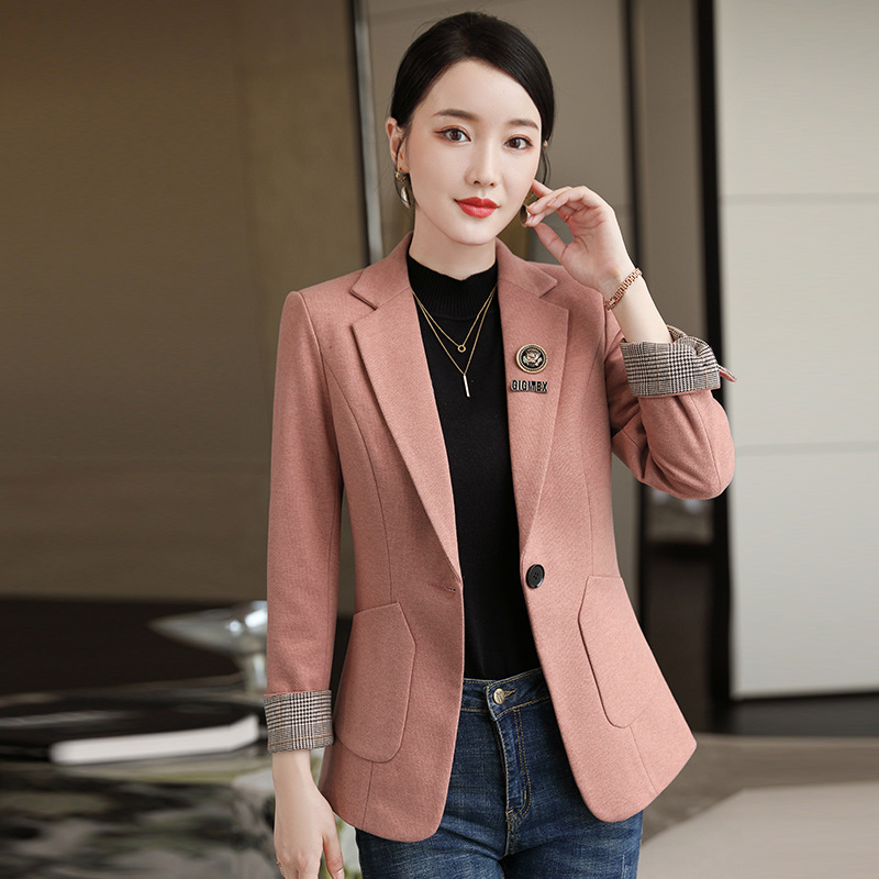 冬装厚款小西装女式职业装长袖西服休闲外套女修身